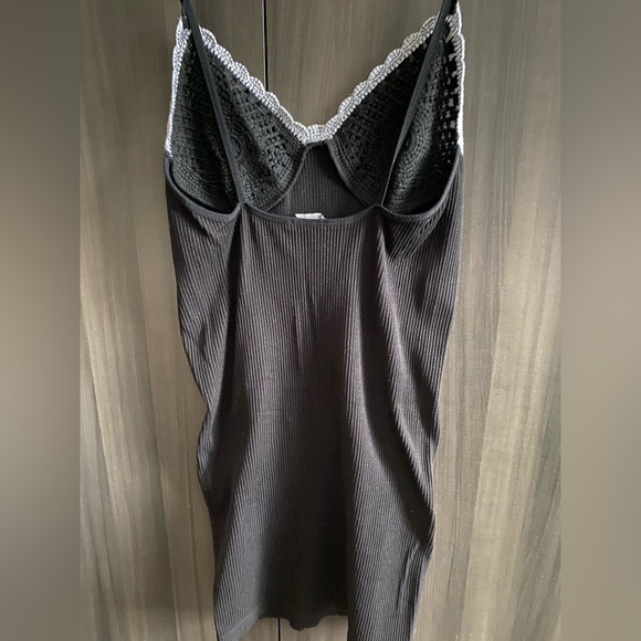Zara ribbed black mini dress with crochet detail size M-L - Picture 3 of 4